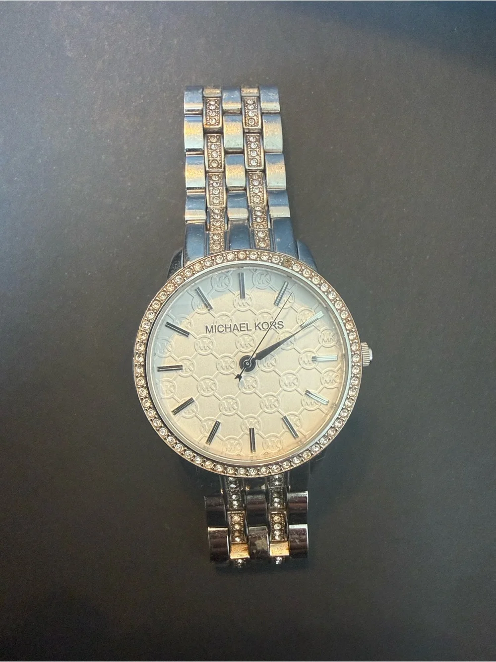 Michael Kors Women's Silver-Tone Crystal Accent Watch - Silver/White